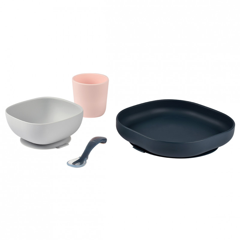 Set Masa Silicon Beaba 4 Piese Night Blue