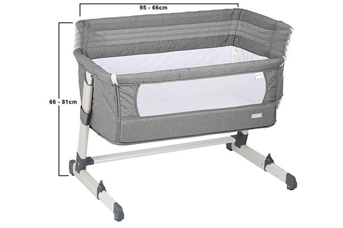 Patut Co-Sleeper Babygo Grey 2 in 1, Saltea Inclusa - imagine 2