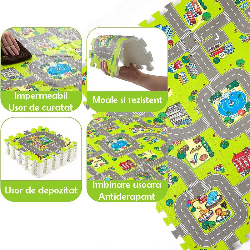 Covoras Pista Procart 9 Piese Puzzle Eva - imagine 3