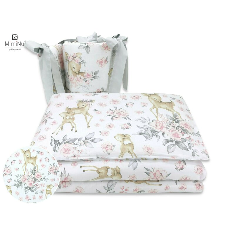 Lenjerie patut MimiNu 4 piese, Sweet Deer Pink
