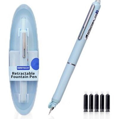 Set Stilou Writech Retractabil cu 5 Rezerve Albastru