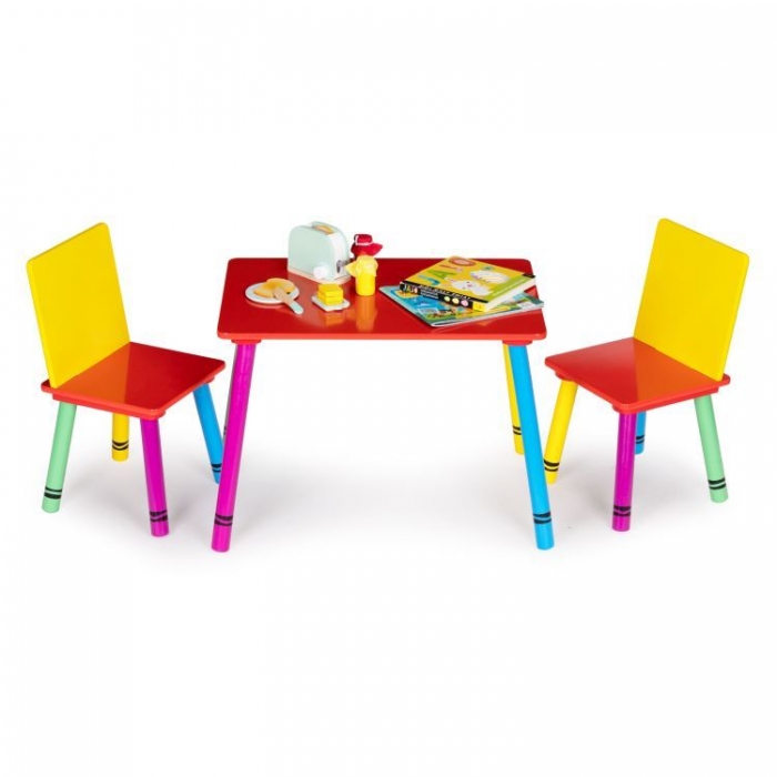 Set masă și 2 scaune Ecotoys, MDF și pin - imagine 2