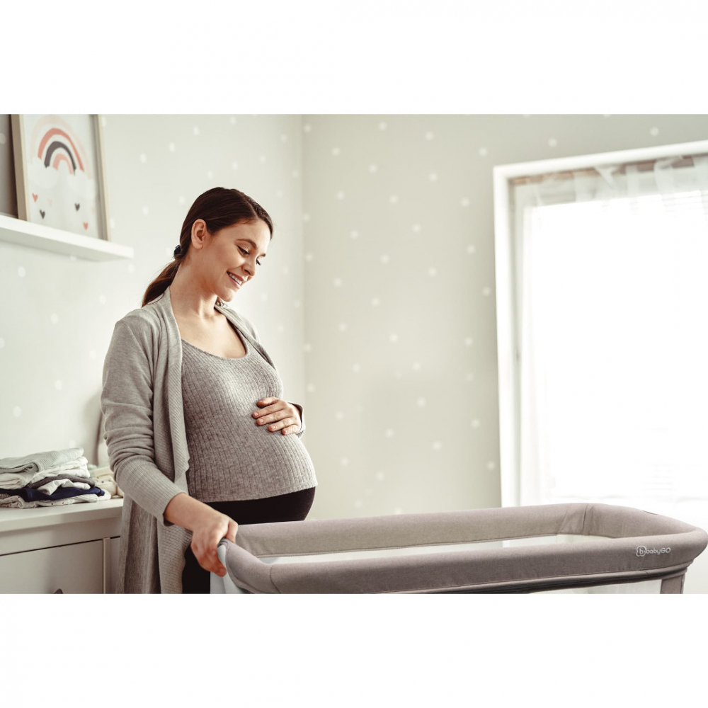 Patut BabyGo Goodnight Grey Lemn, Design Modern