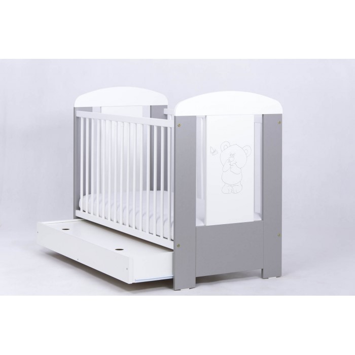 Patut Drewex Bear Silver cu Sertar si Saltea - imagine 3