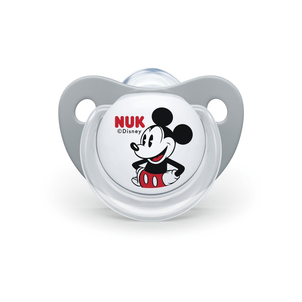 Suzetă NUK Mickey Silicon, M2, Gri, 6-18 luni