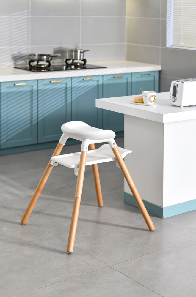 Scaun de masa Little Mom Wooden Gray 2in1 - imagine 7