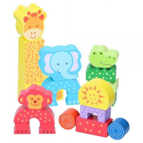Set Marionette Animale Salbatice 20 piese Din Lemn