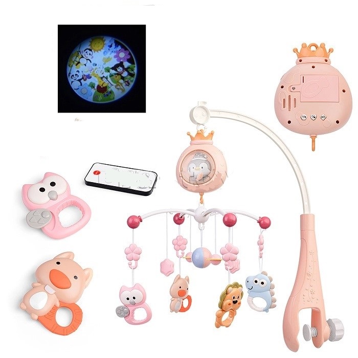 Carusel Moni Penguin Pink cu sunete albe și timer - imagine 3
