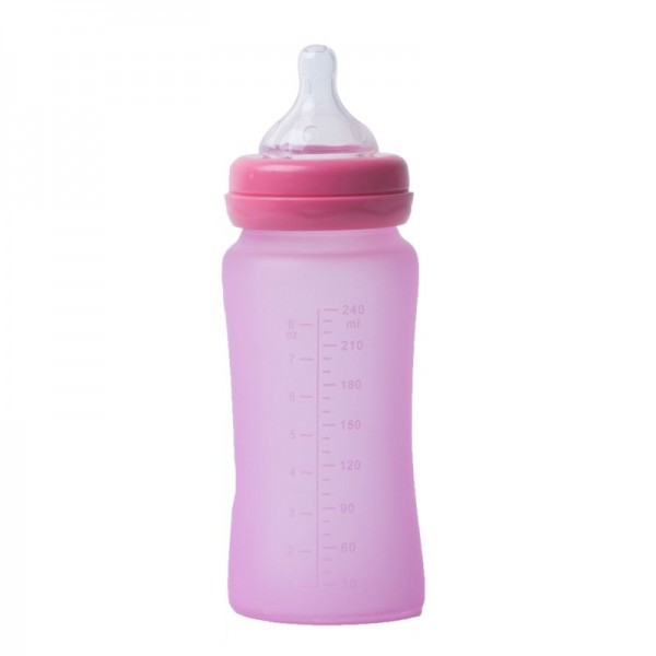 Biberon Termo Sticlă Bo Jungle 300 ml Roz cu Indicator Temp