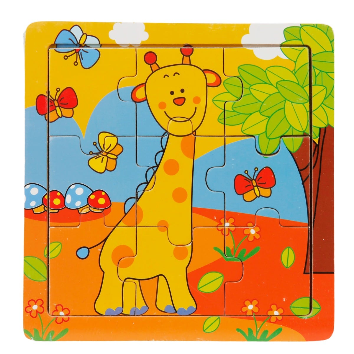 Mini Puzzle Lemn 9 Piese Animalute Sunman