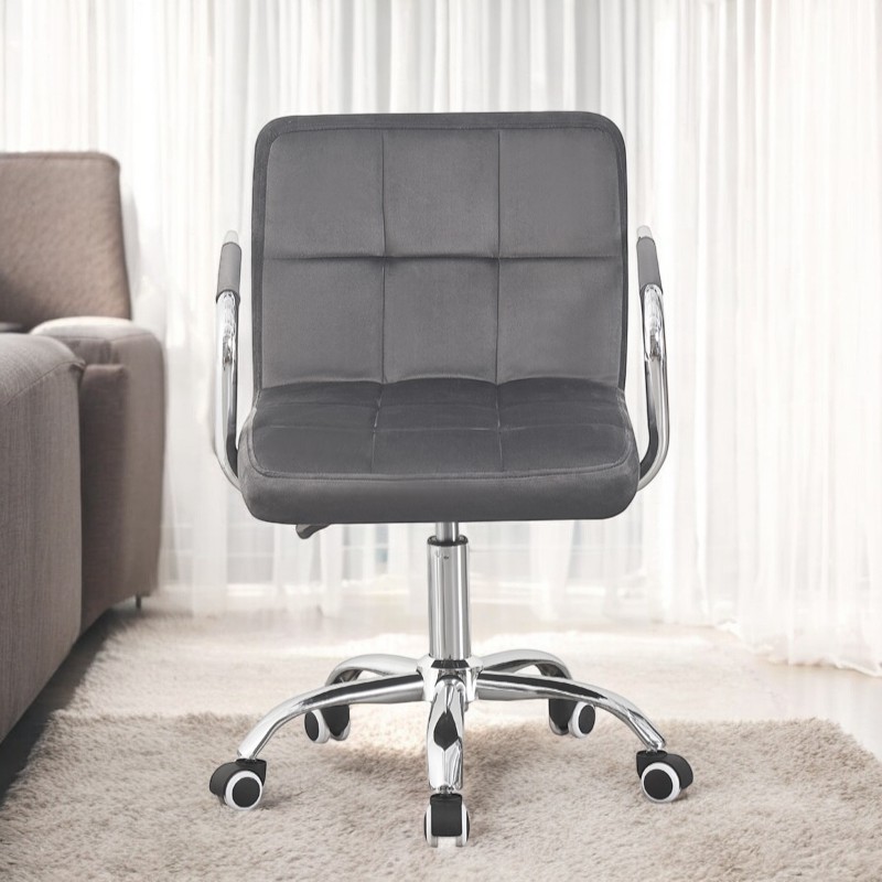 Scaun Birou Procart Velur Gri - Ergonomic 78-90cm
