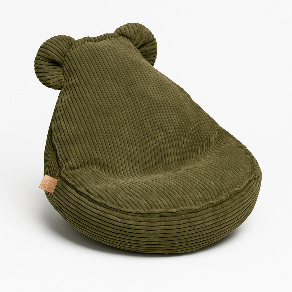 Fotoliu puf MeowBaby Teddy khaki pentru copii