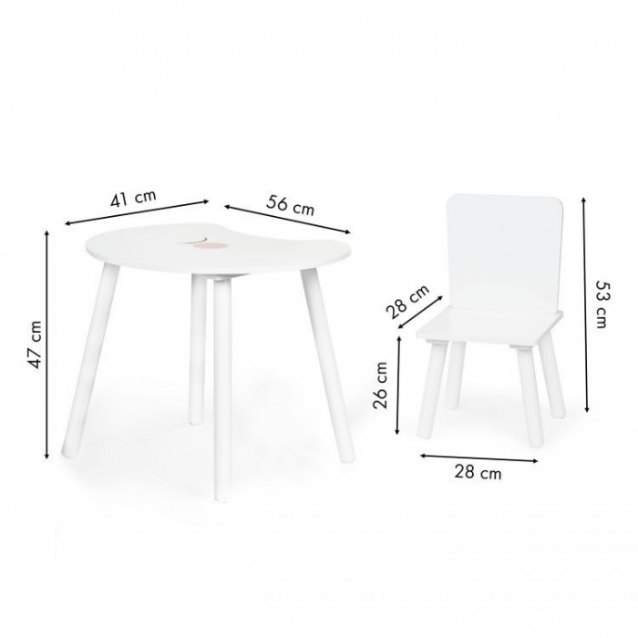 Set Masa Luna si 2 Scaune Ecotoys Alb - imagine 4
