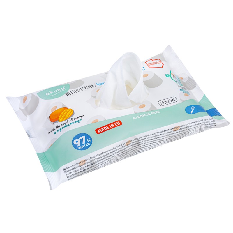 Hartie Igienică Umedă Akuku Mango, 50 Bucăți