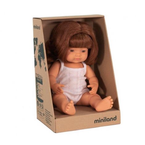 Papusa Educationala Miniland 38 cm, Fetița Rochie - imagine 3