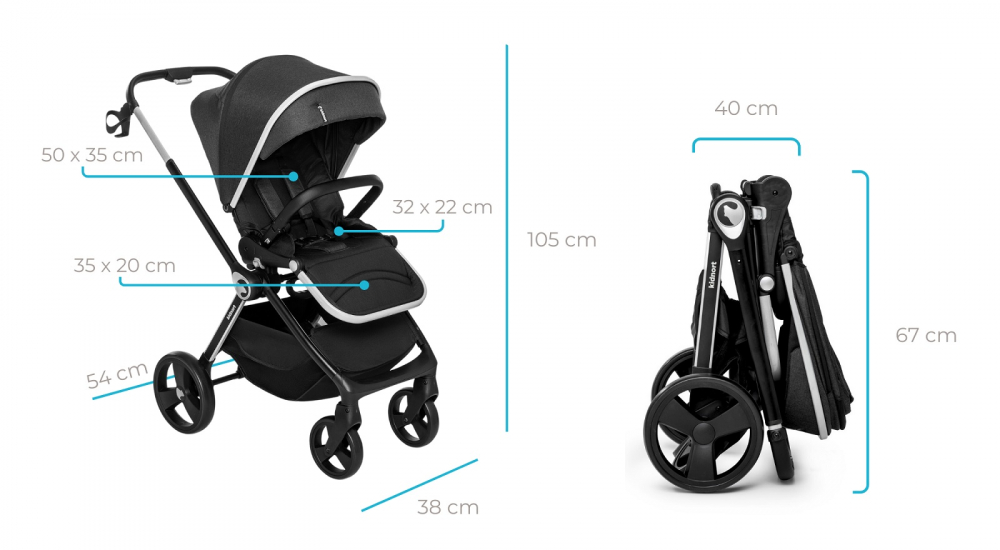 Carucior Reversibil Kidnort Isbjorn Black