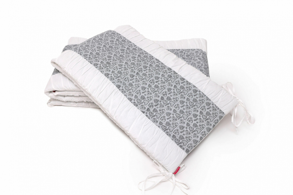 Set protecții patut KidsDecor Gray Hearts - imagine 5