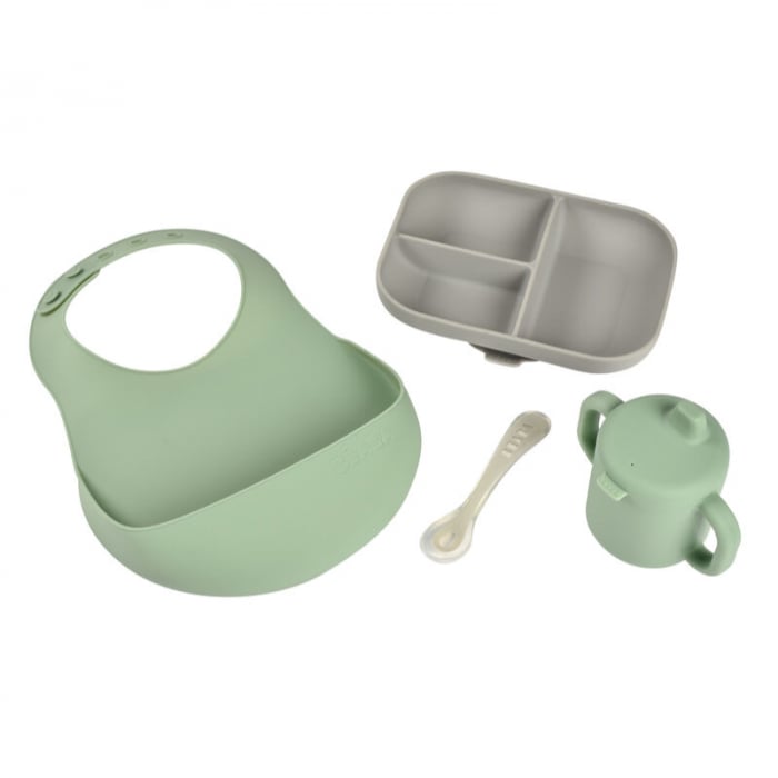 Set masă silicon Beaba Essentials Grey Sage