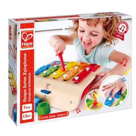 Xilofon Hape 5 Taste, Puzzle Forme, Lemn, 12 Luni+ - imagine 2