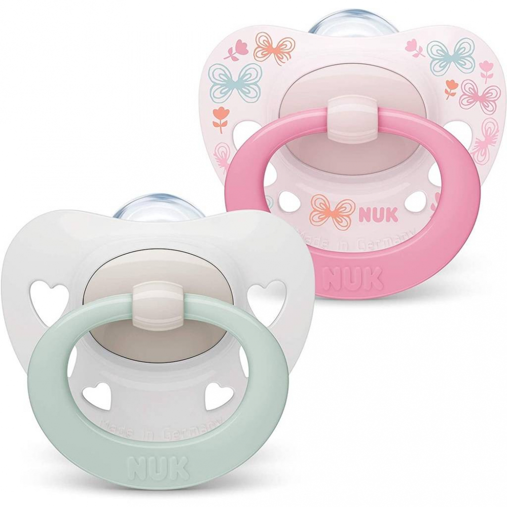 Set 2 Suzete NUK Signature Silicon M1 Roz 0-6 luni - imagine 2