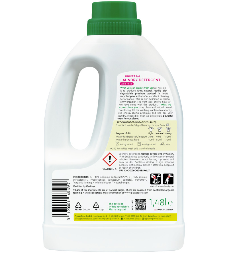 Detergent Bio Rufe Trandafir Sălbatic Planet Pure