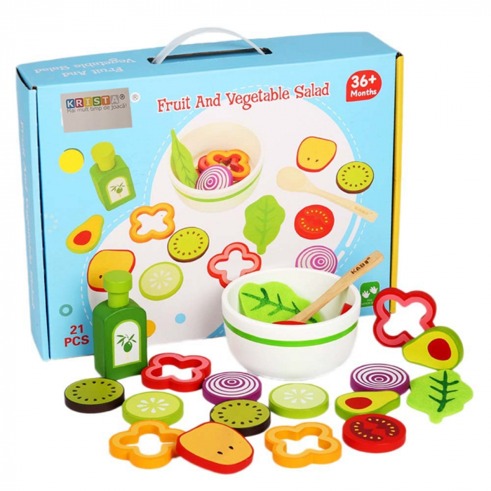 Joc Lemn Salata Fructe Krista | Jucarie Montessori