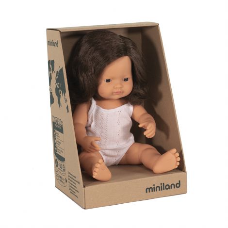 Papusa Miniland Bruneta 38 cm Educationala - imagine 2