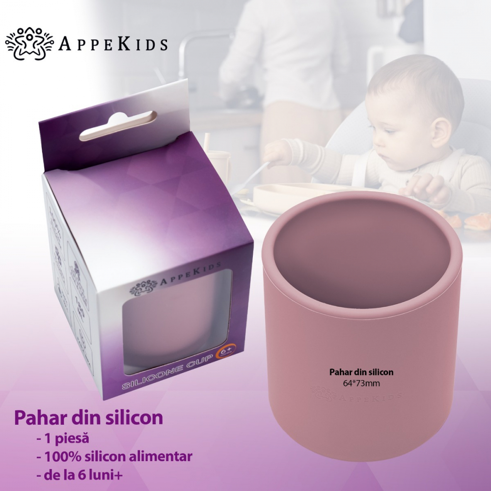 Pahar Silicon AppeKids Old Rose | Antialunecare - imagine 2