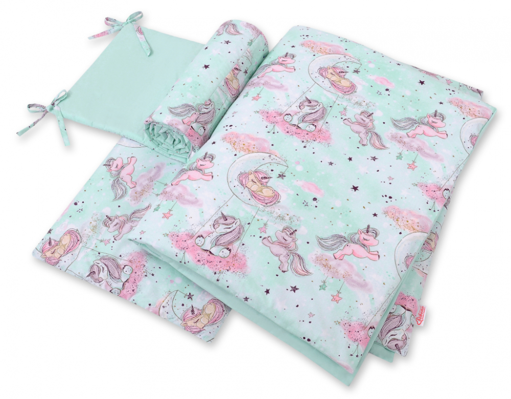 Lenjerie Unicorn Mint Bobono | 3 piese protectie - imagine 2