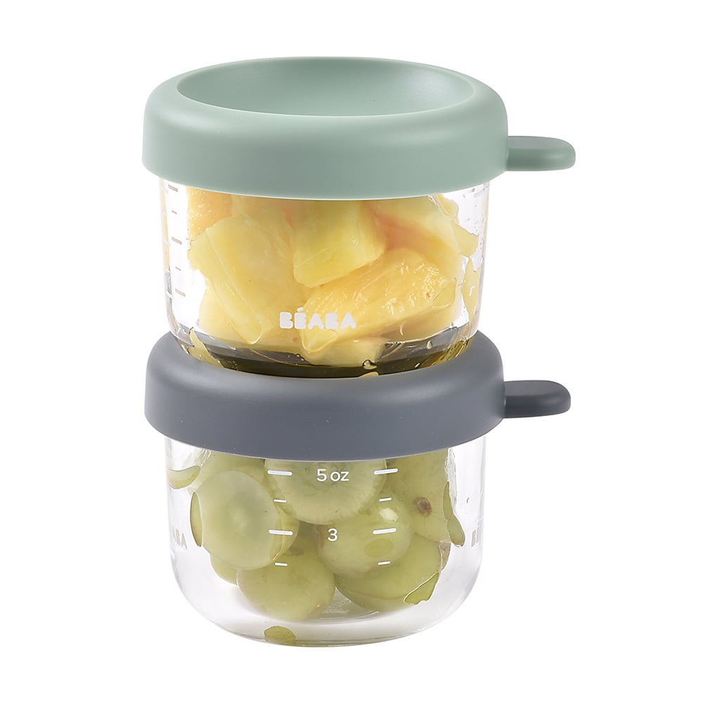 Set 2 Recipiente Ermetice Sticla Beaba 150ml, Sage Green
