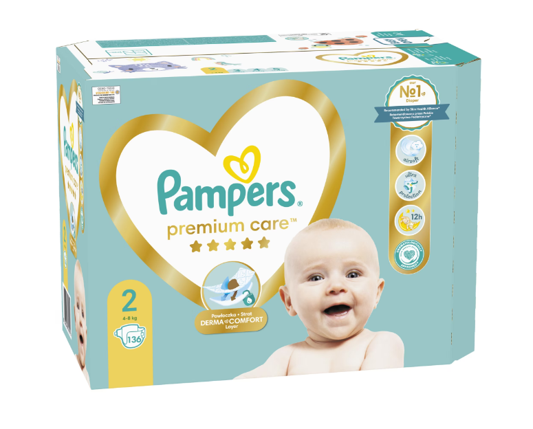 Scutece Pampers Premium Care 2, 4-8kg, 136 buc