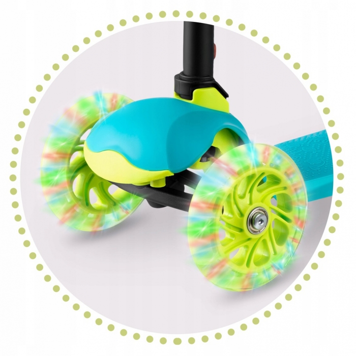 Trotineta Pliabila Ricokids Loco cu LED Turcoaz