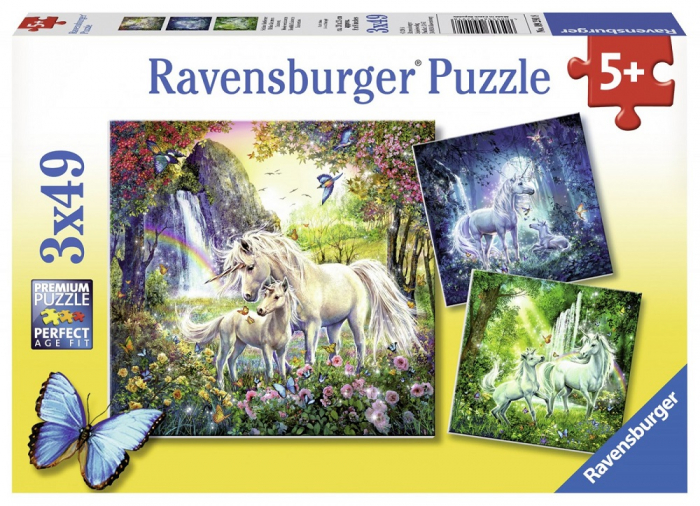 Puzzle Ravensburger Unicorni 3x49 Piese Educativ