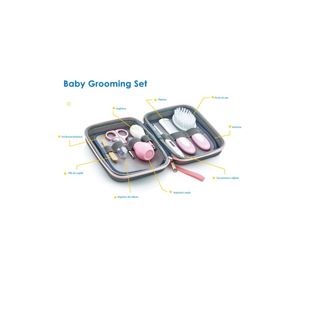 Set Ingrijire Bebelusi BabyJem 9 Piese Rosa - imagine 3