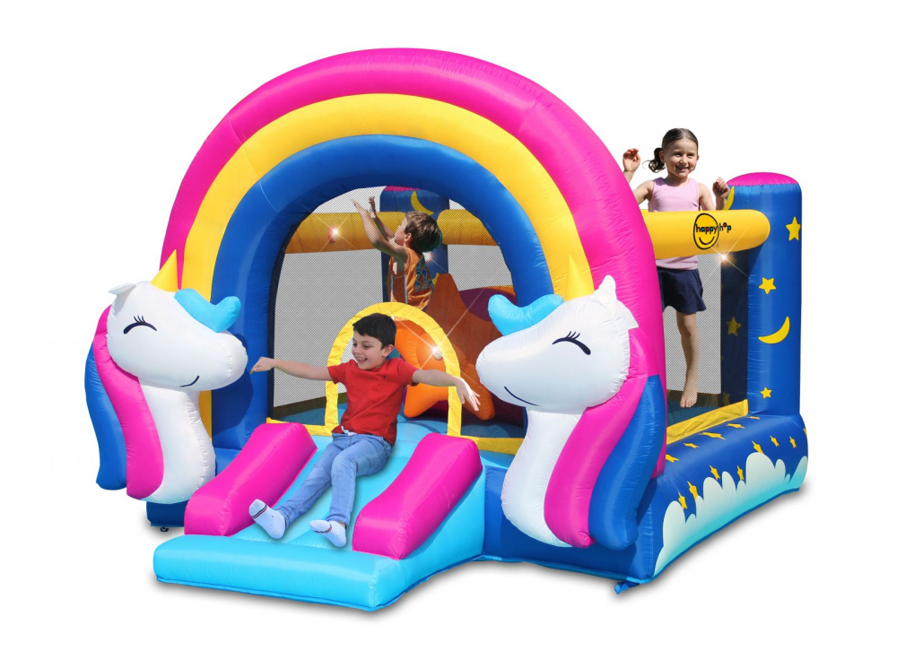 Saltea Gonflabilă Unicorn Happy hop cu Tobogan și Lumini - imagine 4