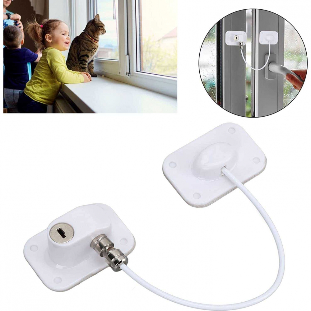 Bambinice Siguranță Geam cu Cheie 20 cm Alb - imagine 3
