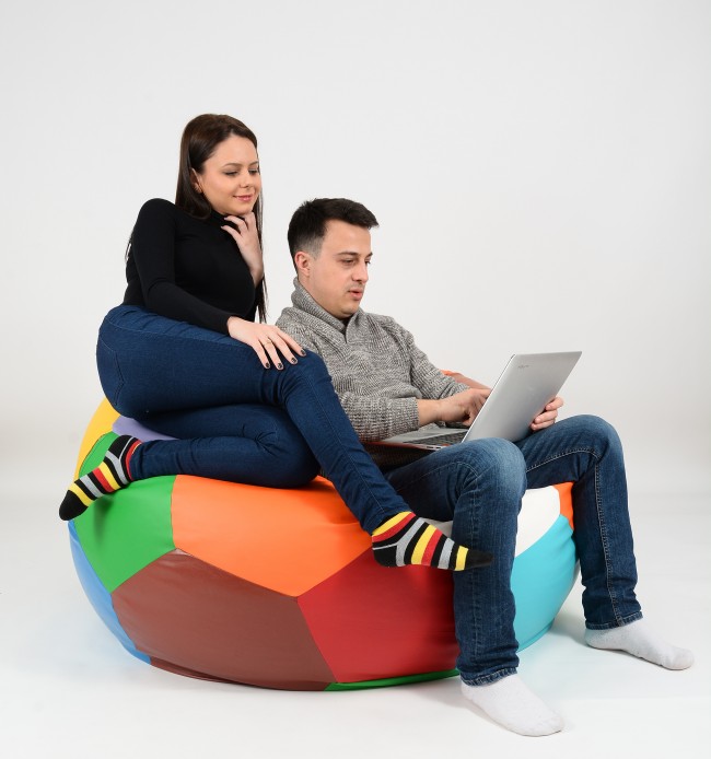 Fotoliu BeanBag Mingea Telstar XXL Pufrelax Dark Grey - imagine 3