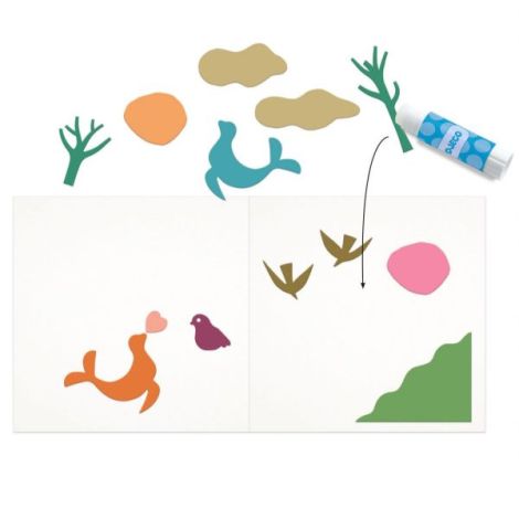 Joc Creativ Little Papers Djeco | Colaj Colorat - imagine 2