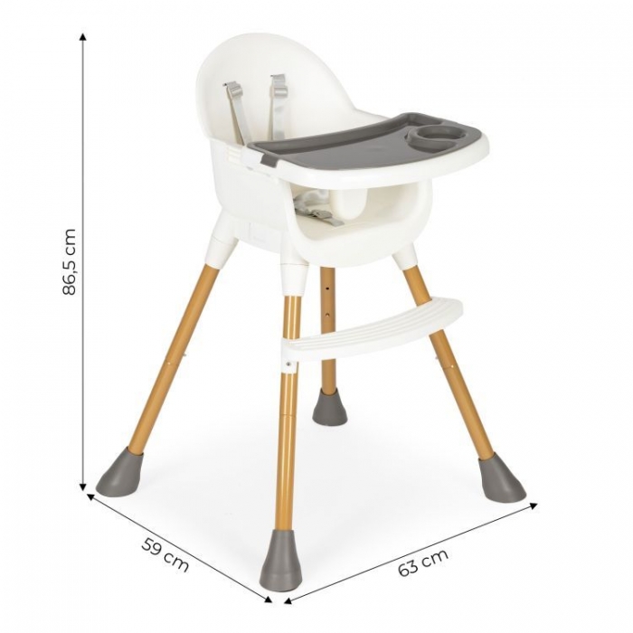 Scaun de masă Ecotoys HA-042 Alb, cu Tavă Detașabilă - imagine 7