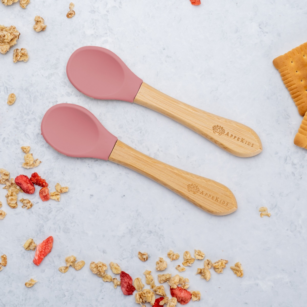 Set lingurițe bambus AppeKids Old Rose Ecologice