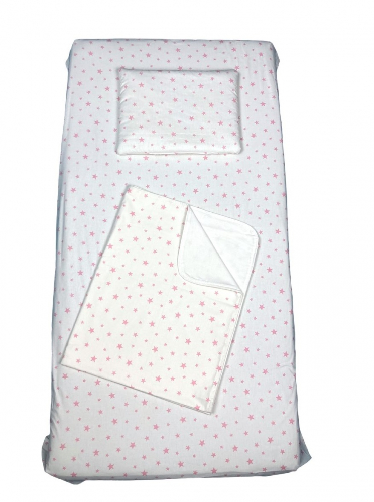 Set 3 piese Deseda cu stele roz, 120x60 cm