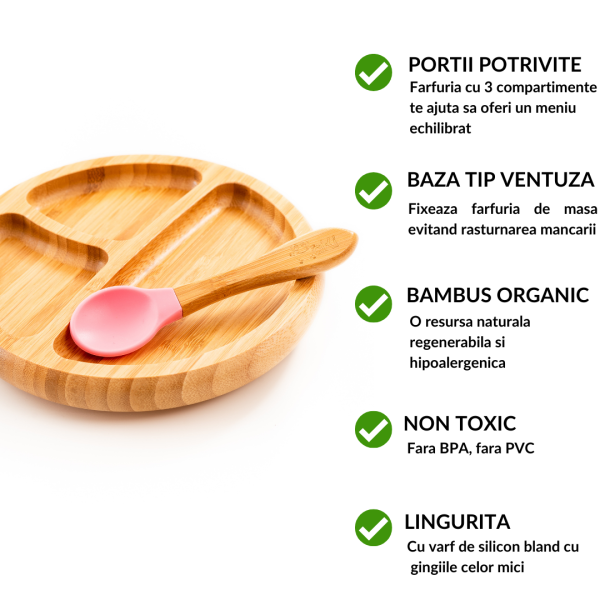 Set Diversificare Bambus Oaki, Roz, 3 Piese - imagine 2