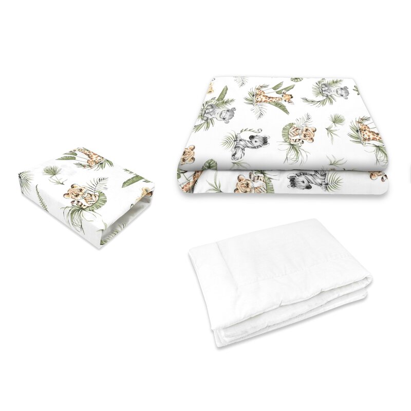 Lenjerie patut Qmini Safari 3 piese, Bumbac - imagine 3