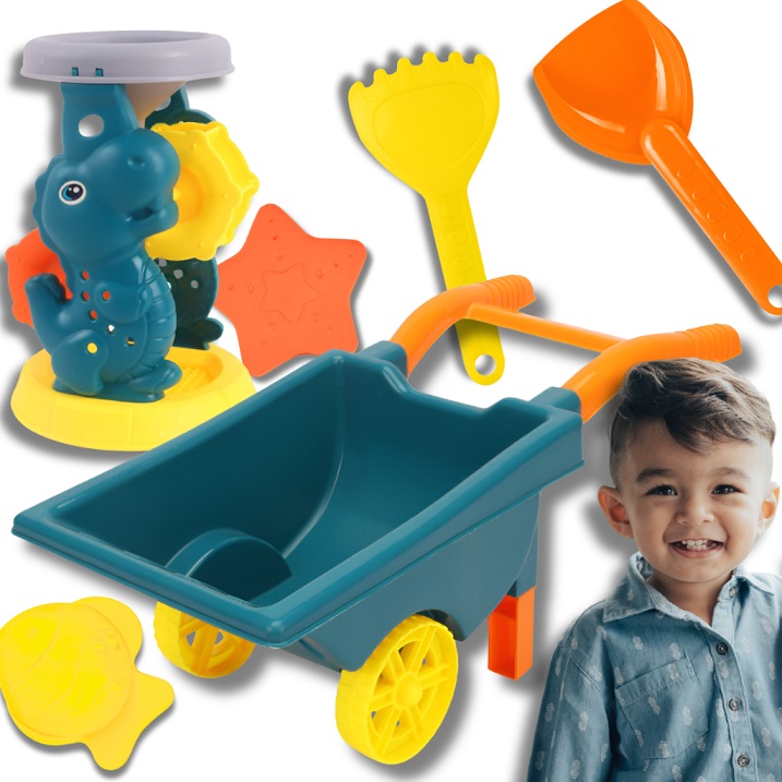 Set 6 jucării nisip Nicekids Galben - imagine 6