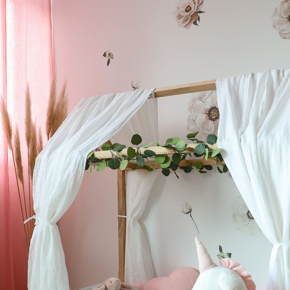 Draperii Little Amy Muselină Organică Roz - 2 buc