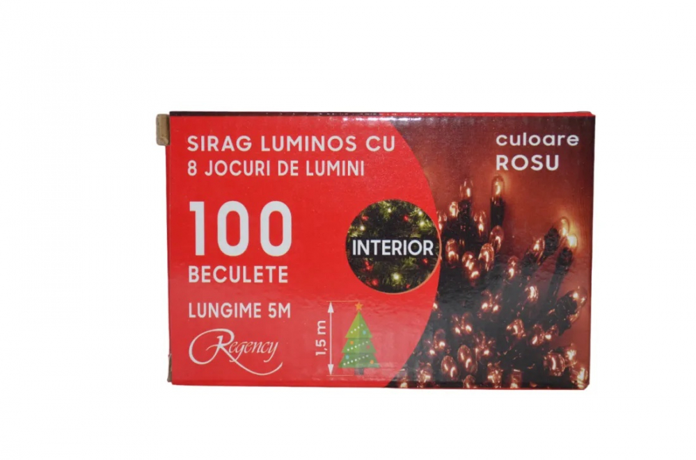 Șirag Luminos Crăciun Regency, 100 LED-uri Roșii