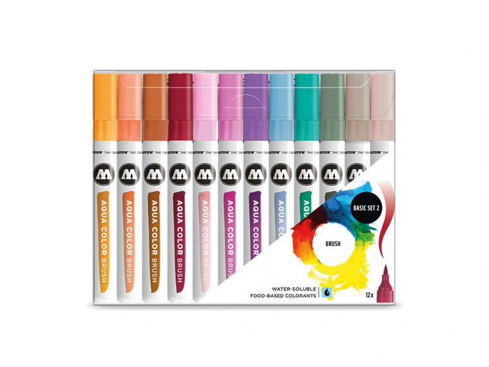 Markere Molotow Aqua Color Brush, 12 culori