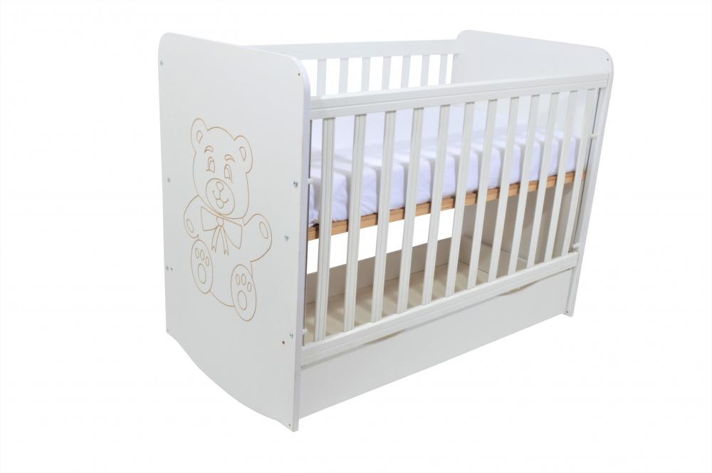 Patut Lemn Nichiduta Bear Dreams Alb, 2 Laterale Pline - imagine 3