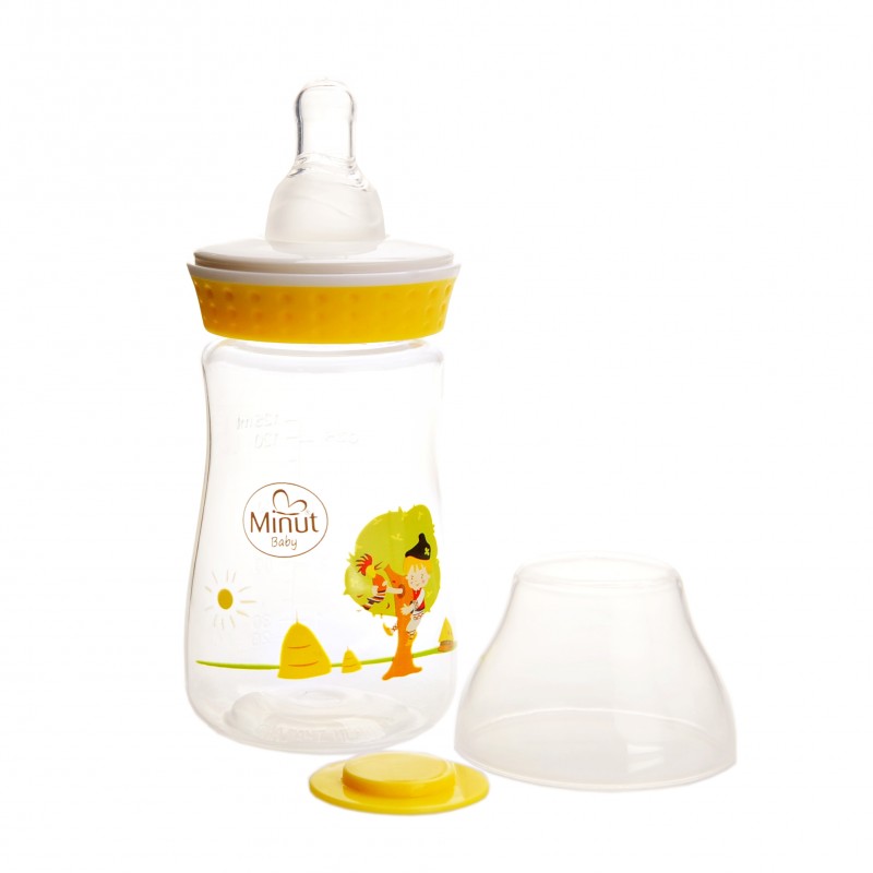 Biberon Pupaza din tei 125 ml Minut Baby, 0+, Silicon - imagine 2