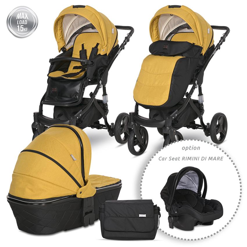 Carucior 2 in 1 Lorelli Rimini Premium, Lemmon Curry - imagine 3